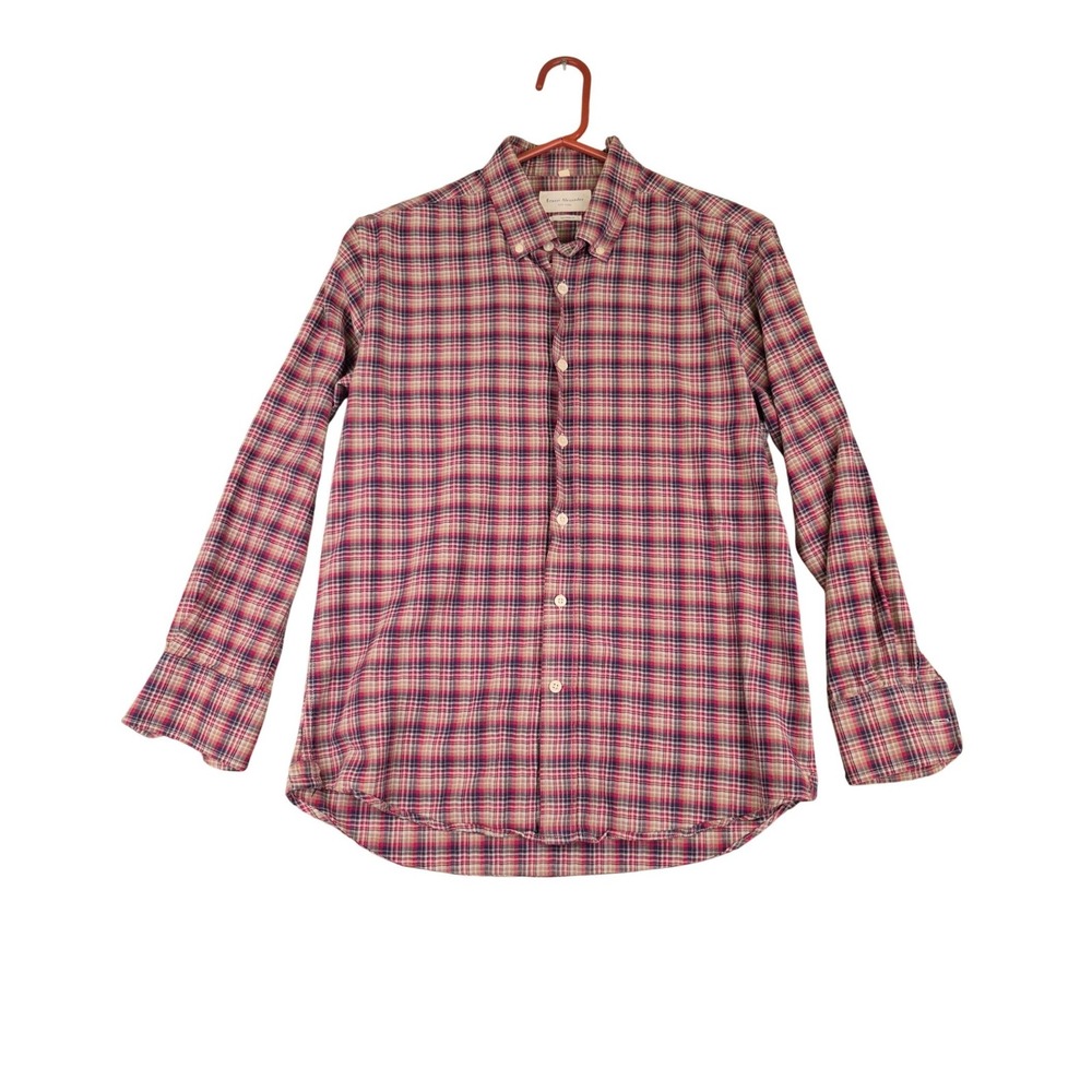 Ernest Alexander New‎ York Mens Tailored Fit Plaid Button Down Shirt Red Blue S